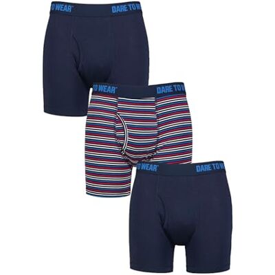 SockShop Dare to Wear Homme Boxers Trou de Serrure, Uni et rayé, en Bambou Doux, 3 Paquet, Tailles S,M,L,XL Rayure Marine Foncé L - Publicité SockShop Dare to Wear Homme Boxers Trou de Serrure, Uni et rayé, en Bambou Doux, 3 Paquet, Tailles S,M,L,XL Rayure Marine Foncé L - Publicité
