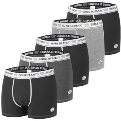 Serge Blanco Caleçon Boxer Homme Coton, Lot de 5, Gris B (L) - Publicité Serge Blanco Caleçon Boxer Homme Coton, Lot de 5, Gris B (L) - Publicité
