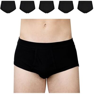 SES Lot de 5 slips pour hommes en côte fine avec poche et taille souple en 100% coton, noir (4XL) - Publicité SES Lot de 5 slips pour hommes en côte fine avec poche et taille souple en 100% coton, noir (4XL) - Publicité