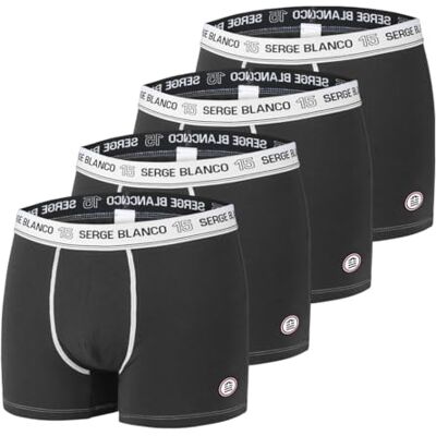 Serge Blanco Caleçon Boxer Homme Coton, Lot de 4, Noir CLN (XL) - Publicité Serge Blanco Caleçon Boxer Homme Coton, Lot de 4, Noir CLN (XL) - Publicité