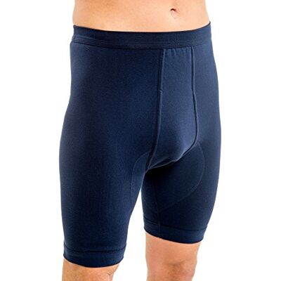 HERMKO 3980 Caleçon Longueur Genou pour Homme avec Fente, Boxer Taille Haute 100% Coton Biologique, Taille:5 (XL), Couleur:Bleu foncé - Publicité HERMKO 3980 Caleçon Longueur Genou pour Homme avec Fente, Boxer Taille Haute 100% Coton Biologique, Taille:5 (XL), Couleur:Bleu foncé - Publicité