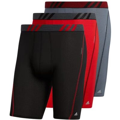 Adidas Men's Sport Performance Mesh Long Boxer Brief Underwear (3-Pack), Black/Scarlet Red/Onix Grey, X-Large - Publicité Adidas Men's Sport Performance Mesh Long Boxer Brief Underwear (3-Pack), Black/Scarlet Red/Onix Grey, X-Large - Publicité