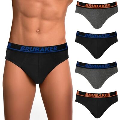 BRUBAKER Slip pour Hommes Pack de 4 sous-vêtements Confortables pour Hommes avec Taille Élastique Stretch Unicolore sous-vêtements en Coton et Élasthanne (Lycra®) - Publicité BRUBAKER Slip pour Hommes Pack de 4 sous-vêtements Confortables pour Hommes avec Taille Élastique Stretch Unicolore sous-vêtements en Coton et Élasthanne (Lycra®) - Publicité