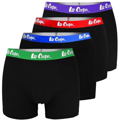 Lee Cooper Lot de 4 boxers pour homme Noir, gris, bleu Tailles : M, L, XL, XXL Classique Coupe classique en coton Respirant Élastique Sous-vêtements pour hommes Sous-vêtements rétro - Publicité Lee Cooper Lot de 4 boxers pour homme Noir, gris, bleu Tailles : M, L, XL, XXL Classique Coupe classique en coton Respirant Élastique Sous-vêtements pour hommes Sous-vêtements rétro - Publicité