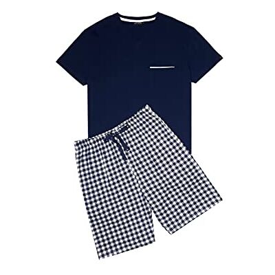 ARTHUR Pyjama Court Homme 100% Coton Jersey Ensemble Manches Courtes & Short à Motifs Vichy Bleu Marine Léger, Doux et Respirant Taille XXXL - Publicité ARTHUR Pyjama Court Homme 100% Coton Jersey Ensemble Manches Courtes & Short à Motifs Vichy Bleu Marine Léger, Doux et Respirant Taille XXXL - Publicité