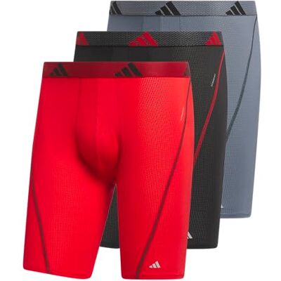 Adidas Men's Performance Mesh Long Boxer Brief Underwear (3-Pack), for Active Sport and All Day Comfort, Better Scarlet/Black/Onix Grey, X-Large - Publicité Adidas Men's Performance Mesh Long Boxer Brief Underwear (3-Pack), for Active Sport and All Day Comfort, Better Scarlet/Black/Onix Grey, X-Large - Publicité