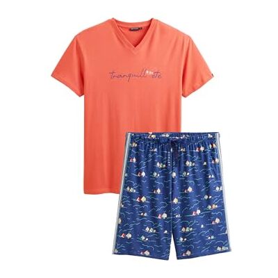 ARTHUR Pyjama Court Homme 100% Coton Jersey Ensemble Manches Courtes & Short à Motifs Voilier Bleu Marine Léger, Doux et Respirant Taille S - Publicité ARTHUR Pyjama Court Homme 100% Coton Jersey Ensemble Manches Courtes & Short à Motifs Voilier Bleu Marine Léger, Doux et Respirant Taille S - Publicité