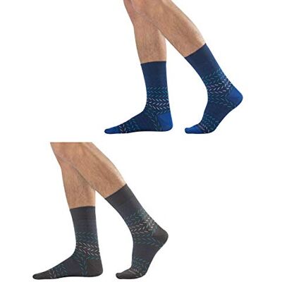 CALZITALY 2 Paires Chaussettes Homme en Coton, Socquette pour Hommes Elégante Colorée pour Costume Motif à Rayures Bleu et Gris Made in Italy - Publicité CALZITALY 2 Paires Chaussettes Homme en Coton, Socquette pour Hommes Elégante Colorée pour Costume Motif à Rayures Bleu et Gris Made in Italy - Publicité