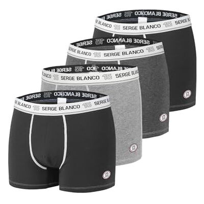 Serge Blanco Boxer Homme Coton, Calecon Homme, Respirant, Stretch (Lot de 4), Taille L Noir/Gris foncé/Gris clair/Blanc - Publicité Serge Blanco Boxer Homme Coton, Calecon Homme, Respirant, Stretch (Lot de 4), Taille L Noir/Gris foncé/Gris clair/Blanc - Publicité