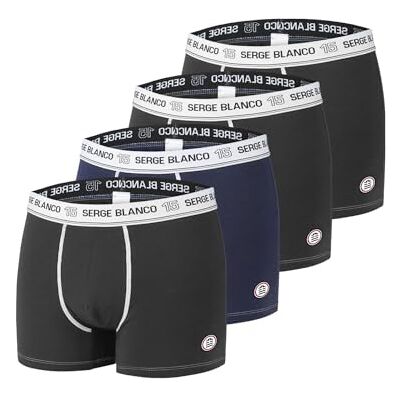 Serge Blanco Caleçon Boxer Homme Coton, Lot de 4, Noir CL1A (M) - Publicité Serge Blanco Caleçon Boxer Homme Coton, Lot de 4, Noir CL1A (M) - Publicité