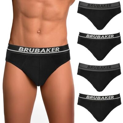 BRUBAKER Slip pour Hommes Pack de 4 sous-vêtements Confortables pour Hommes avec Taille Élastique Stretch Unicolore sous-vêtements en Coton et Élasthanne (Lycra®) - Publicité BRUBAKER Slip pour Hommes Pack de 4 sous-vêtements Confortables pour Hommes avec Taille Élastique Stretch Unicolore sous-vêtements en Coton et Élasthanne (Lycra®) - Publicité