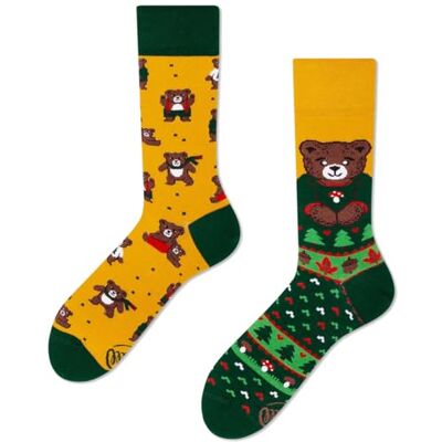 Many Mornings Automne Teddy Chaussettes d'automne avec ours, Vert, jaune., 39-42 - Publicité Many Mornings Automne Teddy Chaussettes d'automne avec ours, Vert, jaune., 39-42 - Publicité
