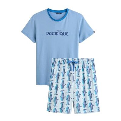 ARTHUR Pyjama Court Homme 100% Coton Jersey Ensemble Manches Courtes & Short à Motifs Baleine Bleu Léger, Doux et Respirant Taille L - Publicité ARTHUR Pyjama Court Homme 100% Coton Jersey Ensemble Manches Courtes & Short à Motifs Baleine Bleu Léger, Doux et Respirant Taille L - Publicité