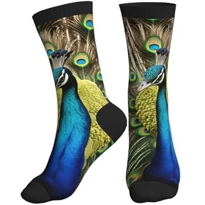 EKPASVC Chaussettes tubulaires pour homme avec imprimé plumes de paon, confort semblable au coton, performance athlétique, pour la course à pied et au quotidien, 3 noir, Taille unique - Publicité EKPASVC Chaussettes tubulaires pour homme avec imprimé plumes de paon, confort semblable au coton, performance athlétique, pour la course à pied et au quotidien, 3 noir, Taille unique - Publicité