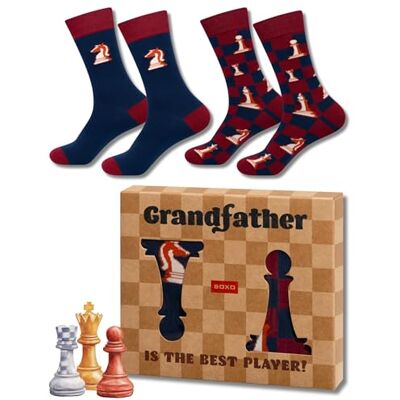 soxo Grand père Chaussettes Homme Idee Cadeau Drole Coton Cadeaux Haute Chaussette 40-45 Échecs 2 Paires - Publicité soxo Grand père Chaussettes Homme Idee Cadeau Drole Coton Cadeaux Haute Chaussette 40-45 Échecs 2 Paires - Publicité