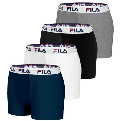 Fila Boxer Homme Coton, Caleçon Homme, Confortable, Anti-Irritation (Lot de 4), Taille XL Noir/Navy/Gris/Blanc - Publicité Fila Boxer Homme Coton, Caleçon Homme, Confortable, Anti-Irritation (Lot de 4), Taille XL Noir/Navy/Gris/Blanc - Publicité