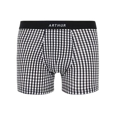 ARTHUR Boxer Homme Coton Bio Stretch et Doux Confort et Maintien Optimal Motif Vichy Carreaux Noir Taille L - Publicité ARTHUR Boxer Homme Coton Bio Stretch et Doux Confort et Maintien Optimal Motif Vichy Carreaux Noir Taille L - Publicité