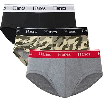 Hanes Originals Stretch Cotton Briefs Pack, Moisture-Wicking Underwear for Men, 3-Pack Slips, Noir/Béton Heather/Camo, S (Lot de 3) Homme - Publicité Hanes Originals Stretch Cotton Briefs Pack, Moisture-Wicking Underwear for Men, 3-Pack Slips, Noir/Béton Heather/Camo, S (Lot de 3) Homme - Publicité