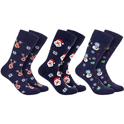 BRUBAKER 3 Paires de Chaussettes de Noël pour Hommes Chaussettes en Coton Drôles avec Motifs de Noël Bonhomme de Neige, Renne et Père Noël Cadeau pour Hommes Taille Unique UE 41-45 - Publicité BRUBAKER 3 Paires de Chaussettes de Noël pour Hommes Chaussettes en Coton Drôles avec Motifs de Noël Bonhomme de Neige, Renne et Père Noël Cadeau pour Hommes Taille Unique UE 41-45 - Publicité