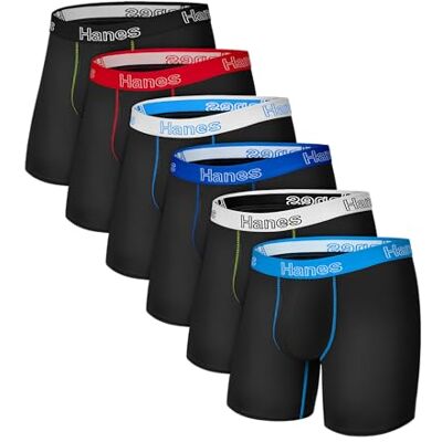 Hanes Men's Boxer Briefs, Cotton Stretch Moisture-Wicking Underwear, Multi-Pack Boxeur Ajust, Noir, S (Lot de 6) Homme - Publicité Hanes Men's Boxer Briefs, Cotton Stretch Moisture-Wicking Underwear, Multi-Pack Boxeur Ajust, Noir, S (Lot de 6) Homme - Publicité