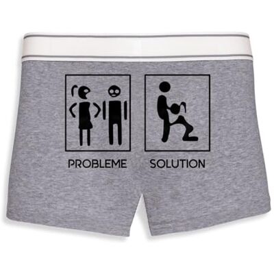 La French Touch Boxer Homme Humour Problème, Solution Imprimé en France Caleçon Homme Drole et Rigolo Cadeau Humour Anniversaire Original (Gris, M) - Publicité La French Touch Boxer Homme Humour Problème, Solution Imprimé en France Caleçon Homme Drole et Rigolo Cadeau Humour Anniversaire Original (Gris, M) - Publicité