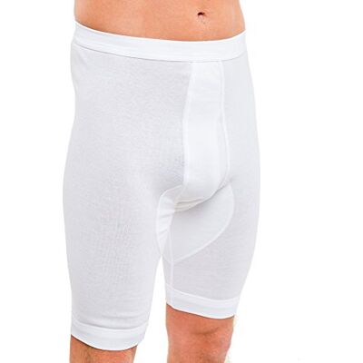 HERMKO 3980 Caleçon Longueur Genou pour Homme avec Fente, Boxer Taille Haute 100% Coton Biologique, Taille:3 (M), Couleur:Blanc - Publicité HERMKO 3980 Caleçon Longueur Genou pour Homme avec Fente, Boxer Taille Haute 100% Coton Biologique, Taille:3 (M), Couleur:Blanc - Publicité
