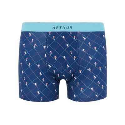 ARTHUR Boxer Homme Coton Bio Stretch et Doux Confort et Maintien Optimal Motif Skieurs Fantaisie Bleu Marine Taille M - Publicité ARTHUR Boxer Homme Coton Bio Stretch et Doux Confort et Maintien Optimal Motif Skieurs Fantaisie Bleu Marine Taille M - Publicité