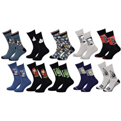 Disney Pack de chaussettes Licence fantaisies assorties Assortiment selon arrivages- (43-46 , Pack de 10 modèle Homme) Multicolore - Publicité Disney Pack de chaussettes Licence fantaisies assorties Assortiment selon arrivages- (43-46 , Pack de 10 modèle Homme) Multicolore - Publicité