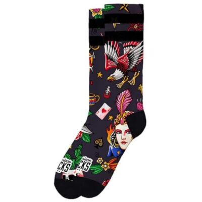 American Socks Chaussettes Sorcerer Mi-Hauteur, 2 Tailles Designé à Barcelone, Fabriqué Éthiquement au Portugal 67% Coolmax, Absorbent l'Humidité, Noir , L/XL - Publicité American Socks Chaussettes Sorcerer Mi-Hauteur, 2 Tailles Designé à Barcelone, Fabriqué Éthiquement au Portugal 67% Coolmax, Absorbent l'Humidité, Noir , L/XL - Publicité