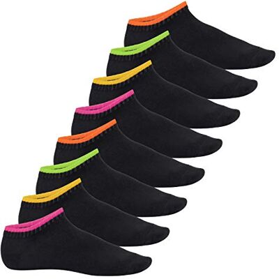 Footstar Lot de 8 paires de chaussettes de sport mixtes Modèle court, style fluo ou classique Noir 38 - Publicité Footstar Lot de 8 paires de chaussettes de sport mixtes Modèle court, style fluo ou classique Noir 38 - Publicité