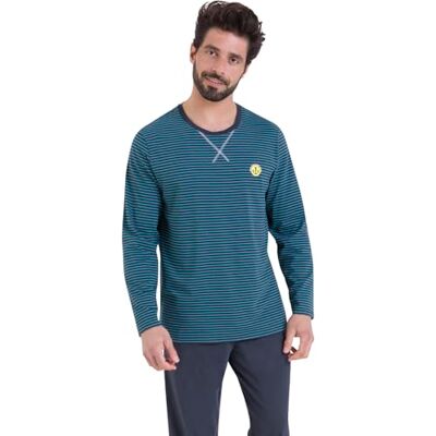 Athena Ensemble Pyjama Long Homme, Nightwear Rayures- Jersey 100% Coton Respirant – Fils Teints T-Shirt Manches Longues + Pantalon Label Oeko-TEX® Standard 100 - Publicité Athena Ensemble Pyjama Long Homme, Nightwear Rayures- Jersey 100% Coton Respirant – Fils Teints T-Shirt Manches Longues + Pantalon Label Oeko-TEX® Standard 100 - Publicité