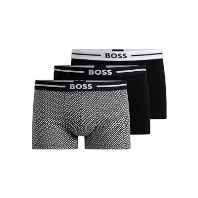 BOSS Hommes Trunk 3P Bold Design Lot de Trois Boxers Courts en Coton Stretch avec Taille logotée - Publicité BOSS Hommes Trunk 3P Bold Design Lot de Trois Boxers Courts en Coton Stretch avec Taille logotée - Publicité