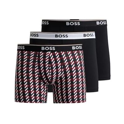 BOSS Hommes BoxerBr 3P Power des Lot de Trois Boxers Longs en Coton Stretch avec Logos - Publicité BOSS Hommes BoxerBr 3P Power des Lot de Trois Boxers Longs en Coton Stretch avec Logos - Publicité