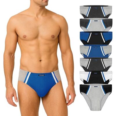 BRUBAKER Pack de 7 Slips de Sport Hommes Slips Colorés en Coton Caleçons Rétro sans Ouverture sous-Vêtements pour Le Quotidien et Le Sport Mix de Couleurs Bleu, Noir, Gris, Blanc Taille XL - Publicité BRUBAKER Pack de 7 Slips de Sport Hommes Slips Colorés en Coton Caleçons Rétro sans Ouverture sous-Vêtements pour Le Quotidien et Le Sport Mix de Couleurs Bleu, Noir, Gris, Blanc Taille XL - Publicité