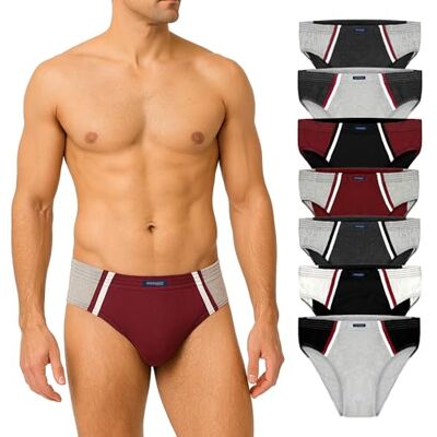 BRUBAKER Pack de 7 Slips de Sport Hommes Slips Colorés en Coton Caleçons Rétro sans Ouverture sous-Vêtements pour Le Quotidien et Le Sport Mix de Couleurs Rouge, Noir, Gris, Blanc Taille XL - Publicité BRUBAKER Pack de 7 Slips de Sport Hommes Slips Colorés en Coton Caleçons Rétro sans Ouverture sous-Vêtements pour Le Quotidien et Le Sport Mix de Couleurs Rouge, Noir, Gris, Blanc Taille XL - Publicité