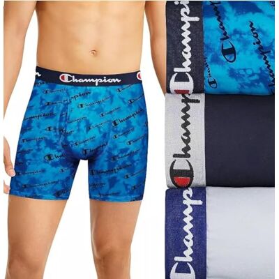 Champion Underwear Boxer Briefs, Everyday Active, Lightweight Stretch, Multi-Pack Boxeur ajusté, Impression Bleue avec Logo Bleu Marine/Silverstone-Lot de 3, XL Homme - Publicité Champion Underwear Boxer Briefs, Everyday Active, Lightweight Stretch, Multi-Pack Boxeur ajusté, Impression Bleue avec Logo Bleu Marine/Silverstone-Lot de 3, XL Homme - Publicité