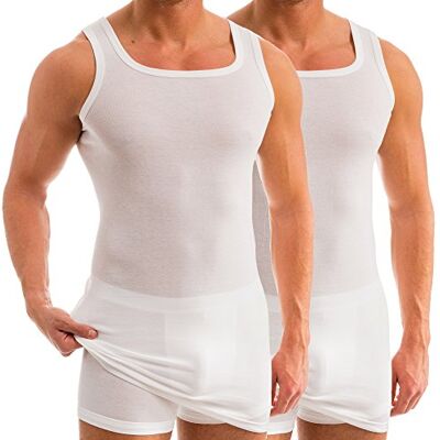 HERMKO 16027 Lot de 2 débardeur Extra Long Homme en Coton/Modal - Publicité HERMKO 16027 Lot de 2 débardeur Extra Long Homme en Coton/Modal - Publicité