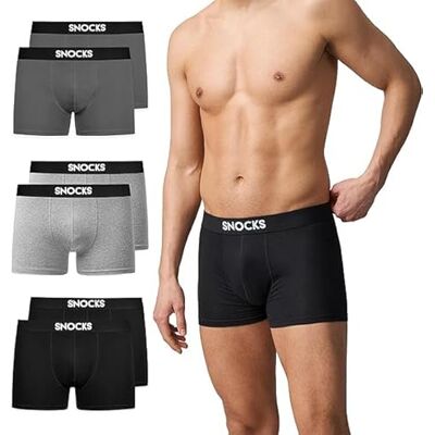 Snocks Boxer Homme Lot de 6 – Caleçon en Coton Bio – Slip Confort sans Étiquette, Ne S’enroule Pas, Ne Coupe Pas – sous Vêtement Respirant L Mélange (Noir/Gris Clair/Gris) - Publicité Snocks Boxer Homme Lot de 6 – Caleçon en Coton Bio – Slip Confort sans Étiquette, Ne S’enroule Pas, Ne Coupe Pas – sous Vêtement Respirant L Mélange (Noir/Gris Clair/Gris) - Publicité