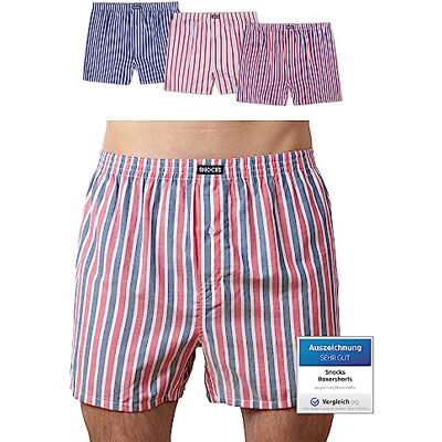Snocks Caleçon Homme Américain Lot de 3 – Boxer en Coton Bio Certifié GOTS, sous-Vêtement Confort sans Couture – Tailles XL – 3X Rayures (Bleu Marine/Rouge/Blanc) - Publicité Snocks Caleçon Homme Américain Lot de 3 – Boxer en Coton Bio Certifié GOTS, sous-Vêtement Confort sans Couture – Tailles XL – 3X Rayures (Bleu Marine/Rouge/Blanc) - Publicité