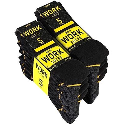 BRUBAKER 10 Paires de Chaussettes de Travail pour Hommes pour un Maintien Optimal Chaussettes Fonctionnelles Robustes en Coton Talon et Orteils Renforcés Noir Jaune Taille 43-46 - Publicité BRUBAKER 10 Paires de Chaussettes de Travail pour Hommes pour un Maintien Optimal Chaussettes Fonctionnelles Robustes en Coton Talon et Orteils Renforcés Noir Jaune Taille 43-46 - Publicité