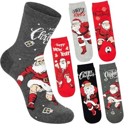 BRUBAKER 5 Paires de Chaussettes pour Noël Père Noël Joueur de Football Modèles Rigolos et Colorés pour Hommes Lot en Coton Doux et Confortable Cadeau Original pour Lui Pointure 41-45 - Publicité BRUBAKER 5 Paires de Chaussettes pour Noël Père Noël Joueur de Football Modèles Rigolos et Colorés pour Hommes Lot en Coton Doux et Confortable Cadeau Original pour Lui Pointure 41-45 - Publicité