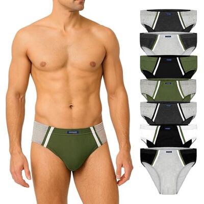 BRUBAKER Pack de 7 Slips de Sport Hommes Slips Colorés en Coton Caleçons Rétro sans Ouverture Sous-Vêtements pour le Quotidien et le Sport Mix de Couleurs Olive, Noir, Gris, Blanc Taille XXL - Publicité BRUBAKER Pack de 7 Slips de Sport Hommes Slips Colorés en Coton Caleçons Rétro sans Ouverture Sous-Vêtements pour le Quotidien et le Sport Mix de Couleurs Olive, Noir, Gris, Blanc Taille XXL - Publicité