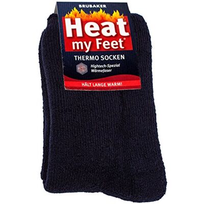 BRUBAKER Chaussettes thermiques 'Heat my Feet' Lot de 2 Paires Unisexe 35-38 Bleu marine - Publicité BRUBAKER Chaussettes thermiques 'Heat my Feet' Lot de 2 Paires Unisexe 35-38 Bleu marine - Publicité