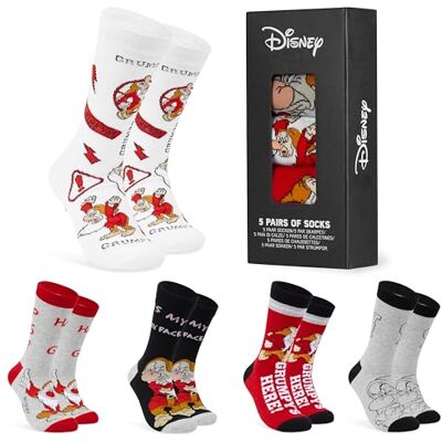 Disney Chaussettes Homme Mi-Mollet EU 40-45, Coffret 5 Paires Chaussettes Fantaisie, Cosy Chaud Humour, Idee Cadeau Homme (Gris Grumpy, 40/45 EU) - Publicité Disney Chaussettes Homme Mi-Mollet EU 40-45, Coffret 5 Paires Chaussettes Fantaisie, Cosy Chaud Humour, Idee Cadeau Homme (Gris Grumpy, 40/45 EU) - Publicité