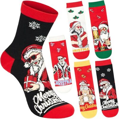 BRUBAKER 5 Paires de Chaussettes pour Hommes Père Noël Rigolo Coloré et Confortable Coton de Haute Qualité Doux et Moelleux Supérieur Idée Cadeau Original et Pratique pour Lui Pointure 41-45 - Publicité BRUBAKER 5 Paires de Chaussettes pour Hommes Père Noël Rigolo Coloré et Confortable Coton de Haute Qualité Doux et Moelleux Supérieur Idée Cadeau Original et Pratique pour Lui Pointure 41-45 - Publicité