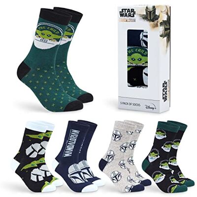 Disney The Mandalorian Chaussettes Homme Fantaisie Chaussettes Baby Yoda Star Wars 5 Paires (Gris/Vert) Taille Unique - Publicité Disney The Mandalorian Chaussettes Homme Fantaisie Chaussettes Baby Yoda Star Wars 5 Paires (Gris/Vert) Taille Unique - Publicité