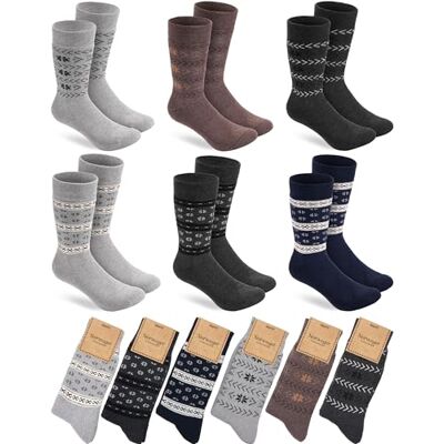 BRUBAKER 6 Paires de Chaussettes d'Hiver Norvégiennes avec Tissu Éponge Intérieur Chaussettes Thermiques Unisexes Extra Chaudes et Douces Mélange de Couleurs Gris, Bleu et Marron Taille 39-42 - Publicité BRUBAKER 6 Paires de Chaussettes d'Hiver Norvégiennes avec Tissu Éponge Intérieur Chaussettes Thermiques Unisexes Extra Chaudes et Douces Mélange de Couleurs Gris, Bleu et Marron Taille 39-42 - Publicité