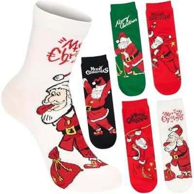 BRUBAKER 5 Paires de Chaussettes pour Noël Père Noël Rigolo Modèles Amusants pour Hommes Coton Coloré de Haute Qualité et Confortable Joyeux Fêtes Cadeau pour Hommes Pointure 41-45 - Publicité BRUBAKER 5 Paires de Chaussettes pour Noël Père Noël Rigolo Modèles Amusants pour Hommes Coton Coloré de Haute Qualité et Confortable Joyeux Fêtes Cadeau pour Hommes Pointure 41-45 - Publicité