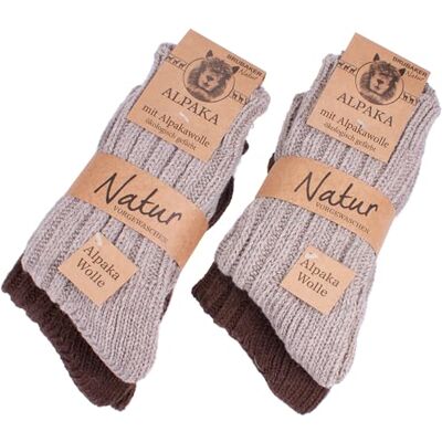 BRUBAKER Chaussettes Tricotées en Alpaga Lot de 4 Paires Laine d'Alpaga Très Épaisses et Chaudes Unisexe Brun EU 47-50 - Publicité BRUBAKER Chaussettes Tricotées en Alpaga Lot de 4 Paires Laine d'Alpaga Très Épaisses et Chaudes Unisexe Brun EU 47-50 - Publicité