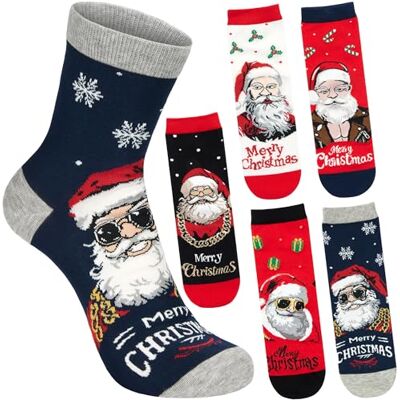 BRUBAKER 5 Paires de Chaussettes pour Hommes Père Noël Rigolo Coloré et Confortable Coton de Haute Qualité Doux et Moelleux Supérieur Idée Cadeau Original et Pratique pour Lui Pointure 41-45 - Publicité BRUBAKER 5 Paires de Chaussettes pour Hommes Père Noël Rigolo Coloré et Confortable Coton de Haute Qualité Doux et Moelleux Supérieur Idée Cadeau Original et Pratique pour Lui Pointure 41-45 - Publicité